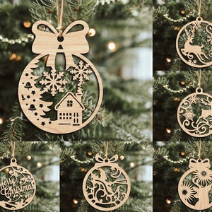 Christmas Ornament Bundle SVG, Merry Christmas svg, Christmas Ornament svg, Ornament Template svg, Glowforge svg files, Instant Download