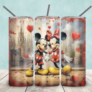 Mickey And Minnie 20oz Skinny Tumbler, Mickey Sublimation, Skinny Tumbler Png, Mickey Tumbler Png, Minnie Tumbler Wrap, Mickey Mouse Png