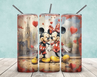 Mickey And Minnie 20oz Skinny Tumbler, Mickey Sublimation, Skinny Tumbler Png, Mickey Tumbler Png, Minnie Tumbler Wrap, Mickey Mouse Png