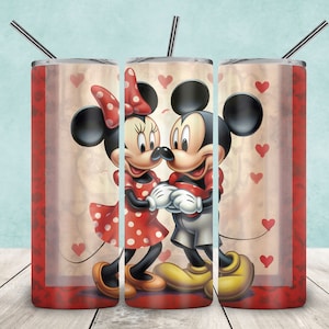 Mickey And Minnie 20oz Skinny Tumbler, Mickey Sublimation, Skinny Tumbler Png, Mickey Tumbler Png, Minnie Tumbler Wrap, Mickey Mouse Png