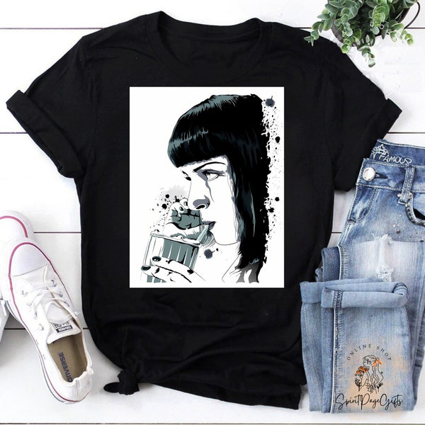 Mia Wallace Pulp Fiction Milkshake Unisex T-Shirt, Pulp Fiction Shirt, Mia Wallace Shirt, 0s Movie Shirt, Comedy Movie Shirt