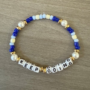 Keep Going | Word Bracelet | Letter Bracelet | Mental Health | Awareness | Inspirational | Motivational | Trendy | Gift | Handmade