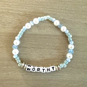 Worthy | Word Bracelet | Letter Bracelet | Mental Health | Awareness | Inspirational | Motivational | Trendy | Gift | Handmade