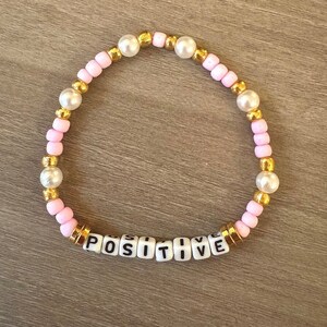 Positive | Word Bracelet | Letter Bracelet | Mental Health | Awareness | Inspirational | Motivational | Trendy | Gift | Handmade