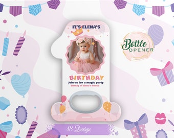 Customized Baby Shower Gift Magnet, Cap Opener, Birthday or Baptism Event, Baby Girl Favors, Personalized Party Magnets