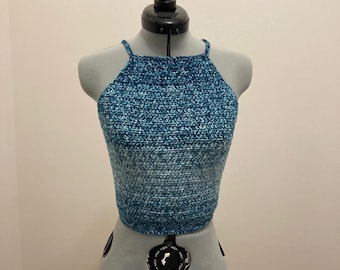 Crochet Ombre Lace Up Halter Top