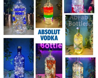 Absolut Vodka collection 70cl | Mains Powered LED Bottle Lights Filled With Warm White LED Lights.