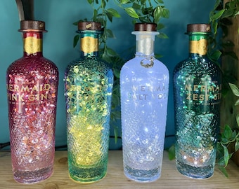 Mains Powered LED Bottle Light - Mermaid Gin or Vodka 70cl Filled With Bright White LED Lights.