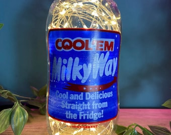 MilkyWay Unigate milk bottle, 1 pint filled with 100 led warm white lights