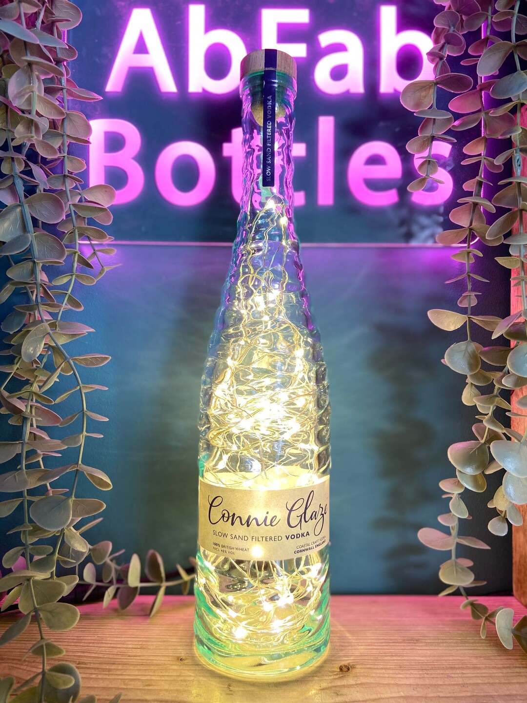Mains Powered LED Bottle Light Connie Glaze Cornish Vodka Etsy UK
