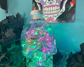 Crystal Head Vodka 70cl | Mains Powered LED Bottle Light Filled With 100 Multicolour Lights