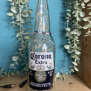 Mains Powered LED Bottle Light - Corona 620ml Beer Bottle - Filled With 100 Warm White LED Lights