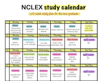 Nclex Study Plan Calendar Etsy