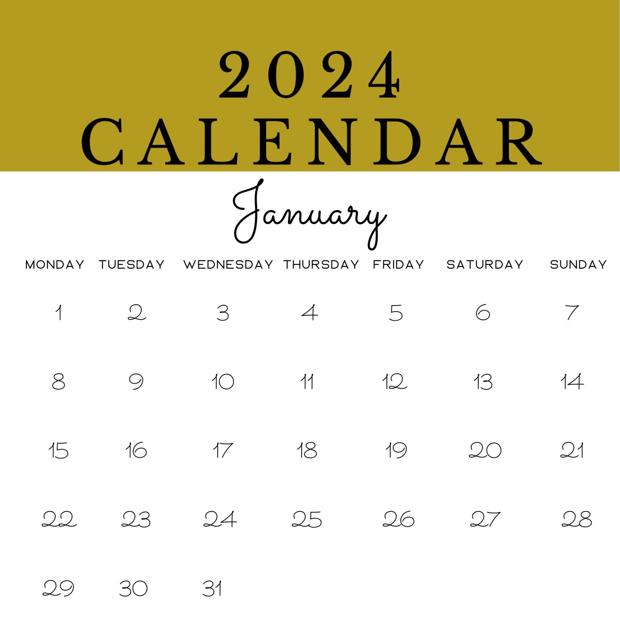 2024 Calendar 2024 Monthly Planner Landscape Monthly Calendar Wall