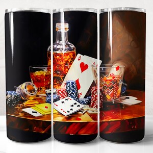 Poker Tumbler Wrap PNG Design, Poker Tumbler Wrap 20 oz Skinny Tumbler Sublimation Instant Digital Download