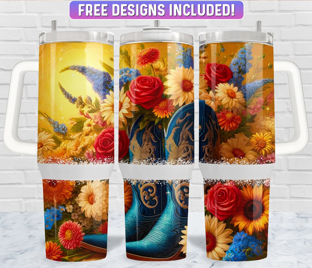 Cowboy Boots 40oz Tumbler Wrap PNG Design, Western Cowgirl 40oz ...
