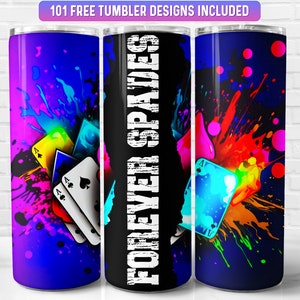 Forever Spades Tumbler Wrap PNG Design, Poker Tumbler Wrap 20 oz Skinny Tumbler Sublimation Instant Digital Download
