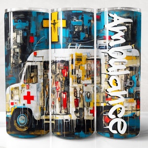 Ambulance Driver Tumbler Wrap PNG Design,  Ambulance Tumbler Wrap, 20 oz Skinny Tumbler Sublimation Instant Digital Download