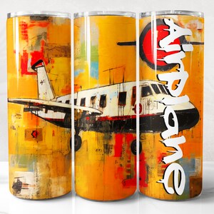 Airplane Tumbler Wrap PNG Design,  Pilot Tumbler Wrap, 20 oz Skinny Tumbler Sublimation Instant Digital Download