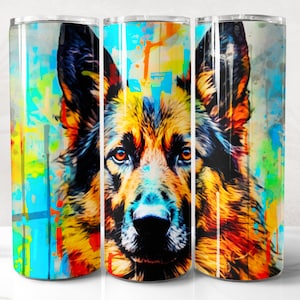 German Shepherd Tumbler Wrap PNG Design, Dog owner Tumbler Wrap 20 oz Skinny Tumbler Sublimation Instant Digital Download