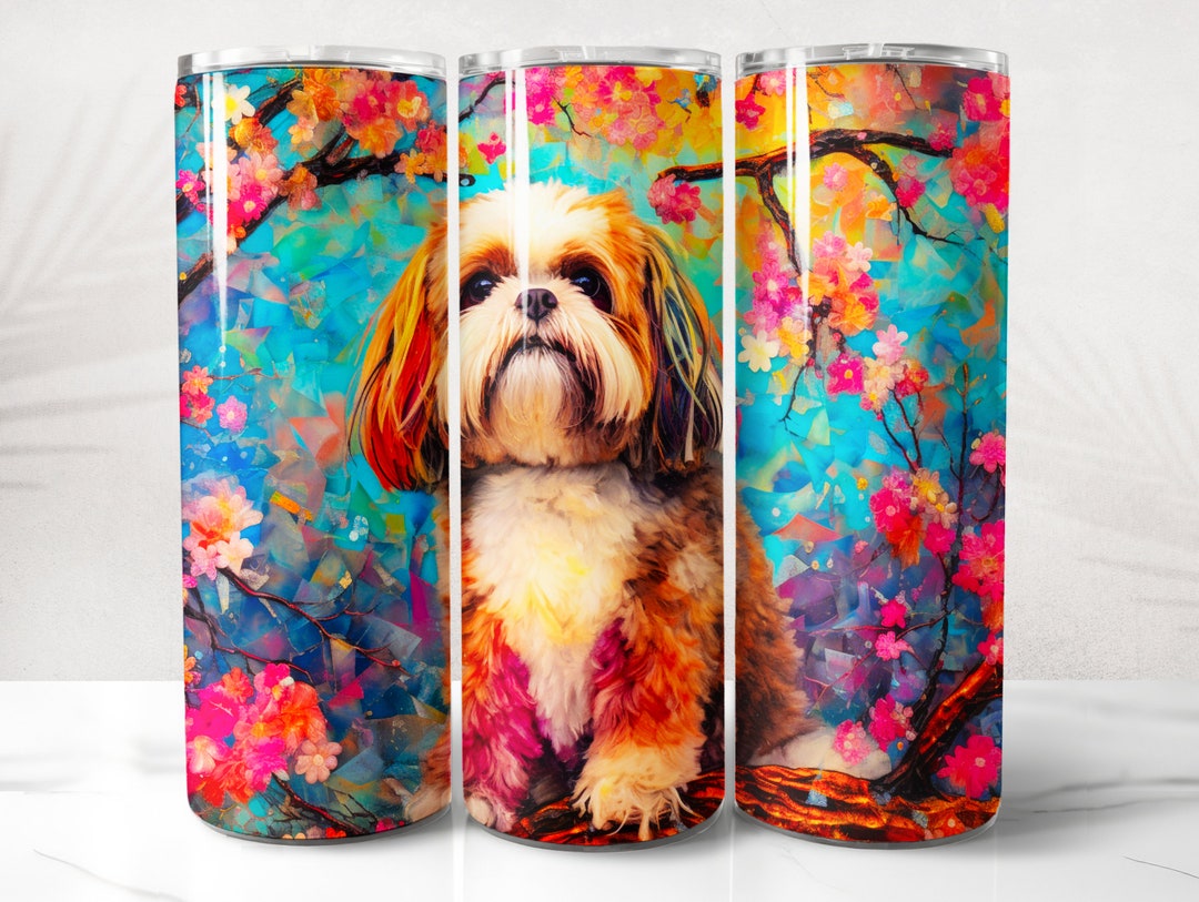 Shih Tzu Tumbler Wrap PNG Design, Dog Owner Tumbler Wrap 20 Oz Skinny ...