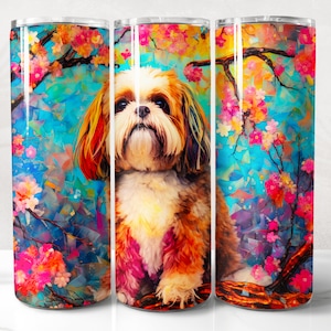 Shih Tzu Tumbler Wrap PNG Design, Dono de cachorro Tumbler Wrap 20 oz Skinny Tumbler Sublimação Download digital instantâneo