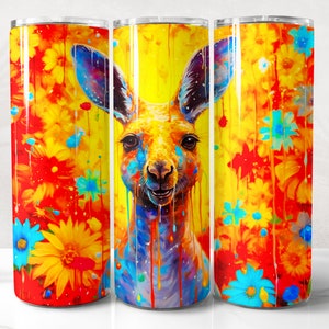 Kangaroo Tumbler Wrap PNG Design, Kangaroo Tumbler Wrap 20 oz Skinny Tumbler Sublimation Instant Digital Download