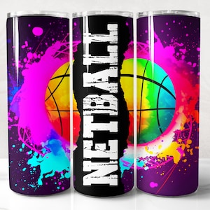 Netball Tumbler Wrap PNG Design, Netball Tumbler Wrap 20 oz Skinny Tumbler Sublimation Instant Digital Download