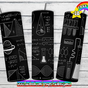 Science Tumbler Wrap PNG Design, Science Teacher Formula Tumbler Wrap, 20 oz Skinny Tumbler Sublimation, Instant Digital Download