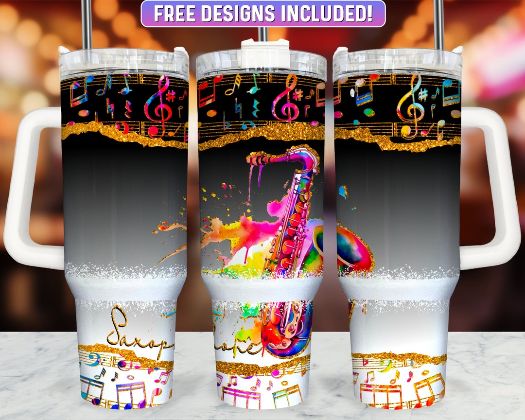 Saxophone 40oz Tumbler Wrap PNG Design Music 40oz Quencher Etsy