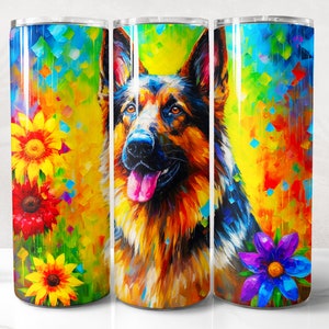 German Shepherd Tumbler Wrap PNG Design, Dog owner Tumbler Wrap 20 oz Skinny Tumbler Sublimation Instant Digital Download