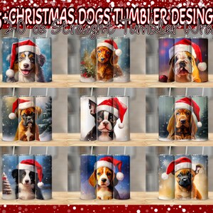 Dog Christmas Tumbler Wrap PNG Bundle Design, Christmas Tumbler Wrap Bundle, 20 oz Skinny Tumbler Sublimation, Instant Digital Download