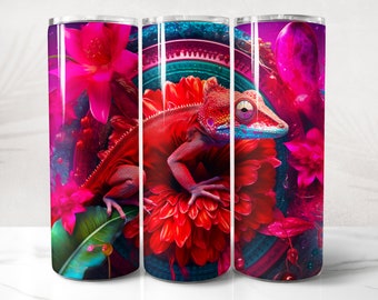 Gecko Tumbler Wrap PNG Design, Gecko Tumbler Wrap 20 oz Skinny Tumbler Sublimation Instant Digital Download