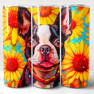 Boston Terrier Tumbler Wrap PNG Design, Dog owner Tumbler Wrap 20 oz Skinny Tumbler Sublimation Instant Digital Download