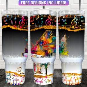Piano 40oz Tumbler Wrap PNG Design, Music 40oz Quencher Tumbler Sublimation Wrap, 40 oz Tumbler PNG, Instant Download