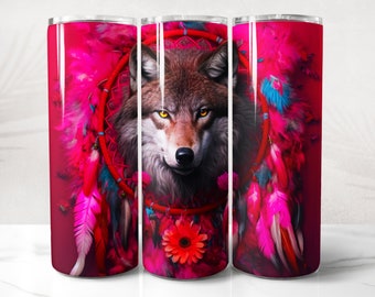 Wolf Tumbler Wrap PNG Design, Wolf Tumbler Wrap 20 oz Skinny Tumbler Sublimation Instant Digital Download