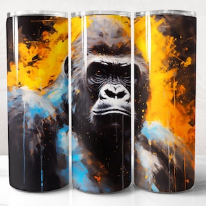 Gorilla Tumbler Wrap PNG Design, Gorilla Tumbler Wrap 20 oz Skinny Tumbler Sublimation Instant Digital Download
