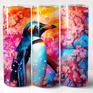 Penguin Tumbler Wrap PNG Design, Penguin Tumbler Wrap 20 oz Skinny Tumbler Sublimation Instant Digital Download