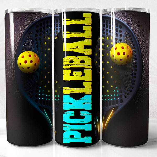 Pickleball Tumbler Wrap PNG Design, Pickleball Tumbler Wrap 20 oz Skinny Tumbler Sublimation Instant Digital Download