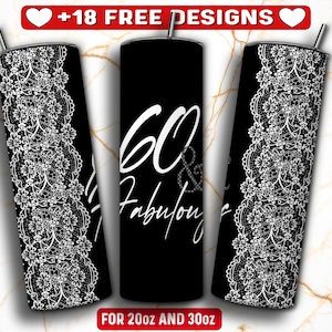 60th Birthday Tumbler Wrap PNG Design, 60 Birthday Tumbler Wrap, 20 oz Skinny Tumbler Sublimation, Instant Digital Download