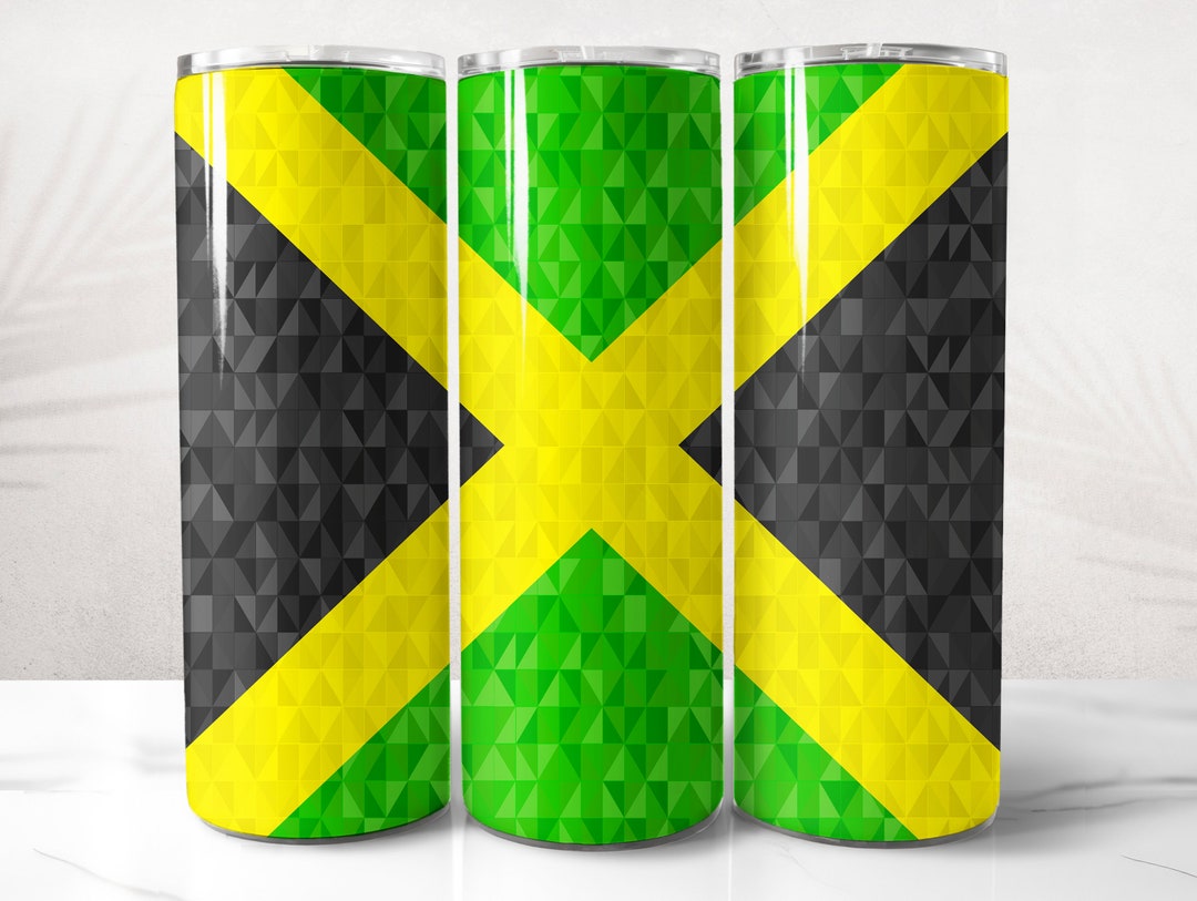 Jamaica Flag Tumbler Wrap PNG Design, Jamaican Tumbler Wrap 20 Oz