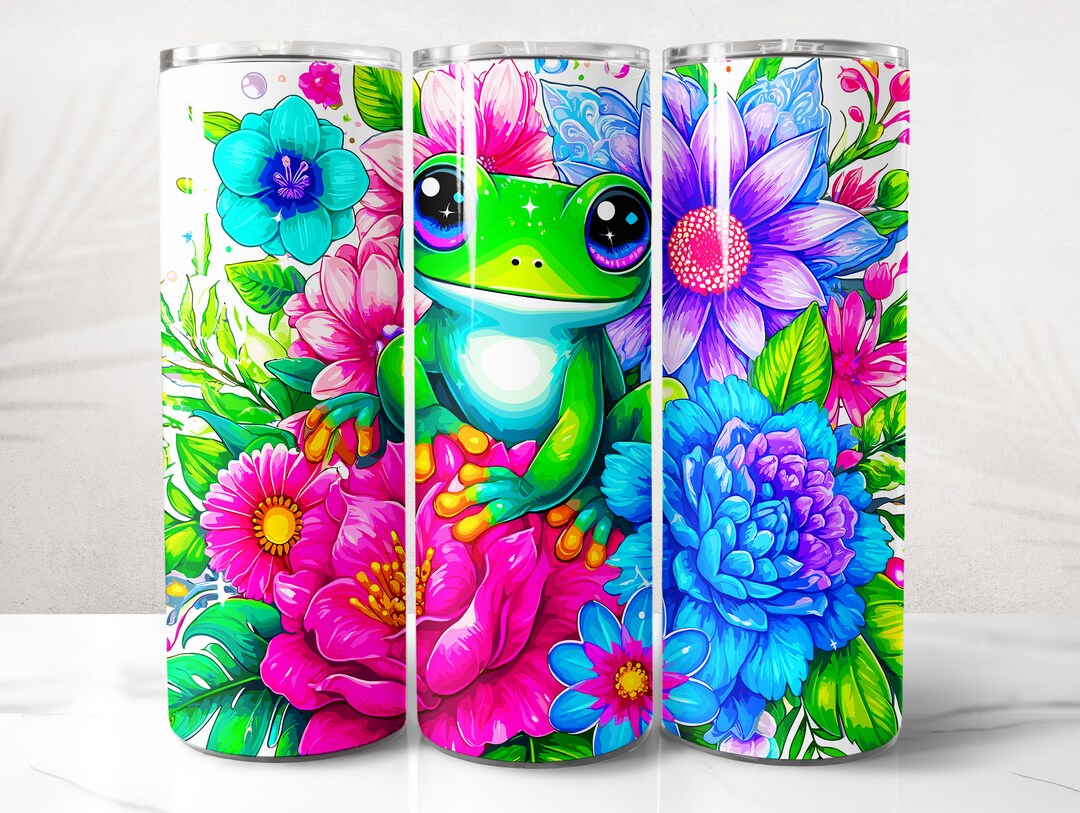 Frog Tumbler Wrap PNG Design, Frog Seamless Tumbler Wrap 20 Oz Skinny ...