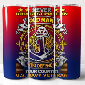 Marine Veteran Tumbler Wrap PNG Design, U.S Navy Veteran  Tumbler Wrap 20 oz Skinny Tumbler Sublimation Instant Digital Download