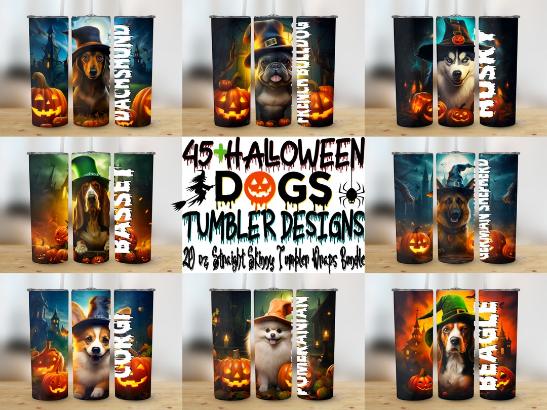 Dog Halloween Tumbler Wrap PNG Bundle Design, Halloween Tumbler Wrap ...