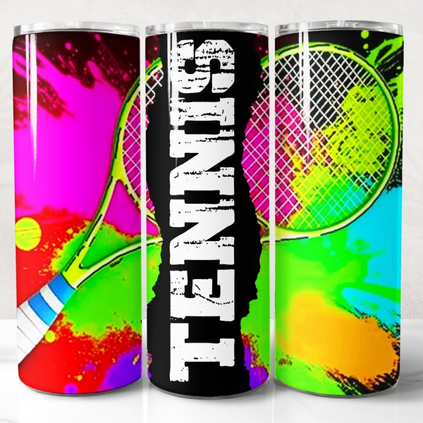 Tennis Tumbler Wrap PNG Design, Tennis Tumbler Wrap 20 oz Skinny Tumbler Sublimation Instant Digital Download