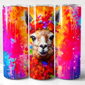 Llama Tumbler Wrap PNG Design, Llama Tumbler Wrap 20 oz Skinny Tumbler Sublimation Instant Digital Download
