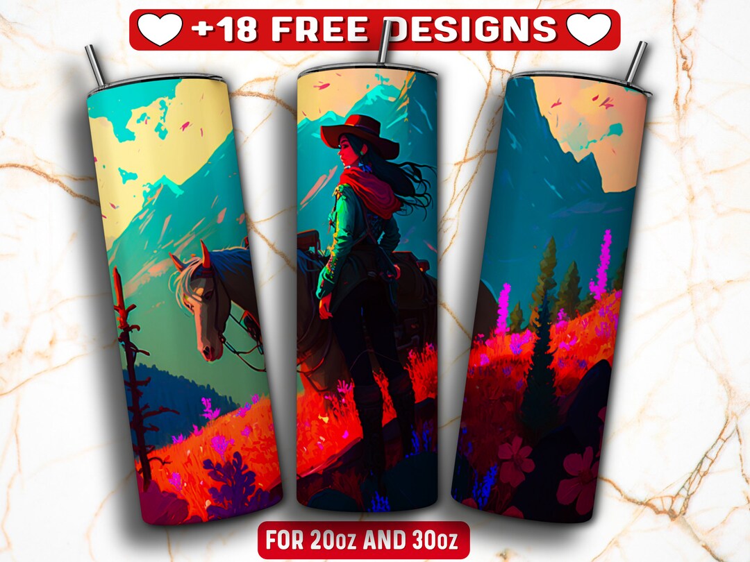 Cowgirl Tumbler Wrap PNG Design, Western Tumbler Wrap 20 Oz Skinny ...