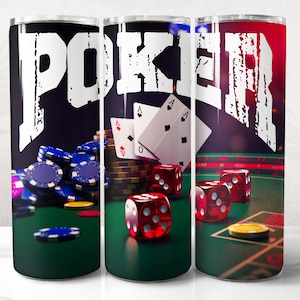 Poker Tumbler Wrap PNG Design, Poker Tumbler Wrap 20 oz Skinny Tumbler Sublimation Instant Digital Download