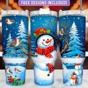 Snowman 40oz Tumbler Wrap PNG Design, Christmas 40oz Quencher Tumbler Sublimation Wrap, 40 oz Tumbler PNG, Instant Download