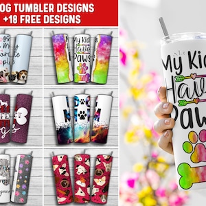 Dog Mom Tumbler Wrap Bundle PNG Design, Dog Tumbler Wrap Bundle 20 oz Skinny Tumbler Sublimation Instant Digital Download